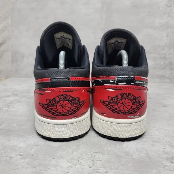 Custom Air Jordan 1 Retro Low Mens Size 10 Gym Red White Black Sneakers Shoes