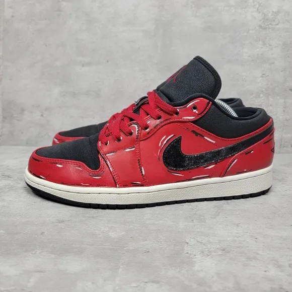 Custom Air Jordan 1 Retro Low Mens Size 10 Gym Red White Black Sneakers Shoes