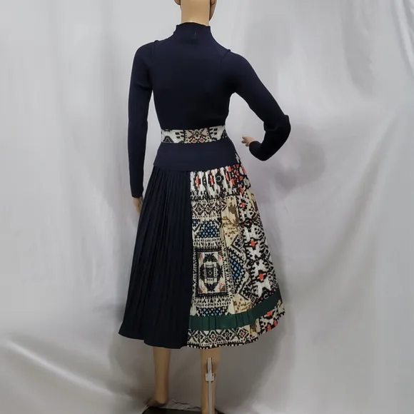 Dalia MacPhee Pleated Skirt Sweater Dress