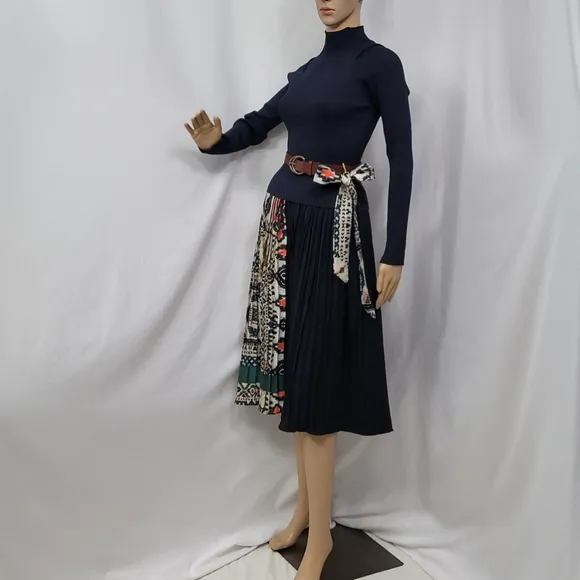 Dalia MacPhee Pleated Skirt Sweater Dress