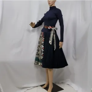 Dalia MacPhee Pleated Skirt Sweater Dress