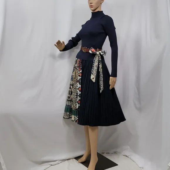 Dalia MacPhee Pleated Skirt Sweater Dress