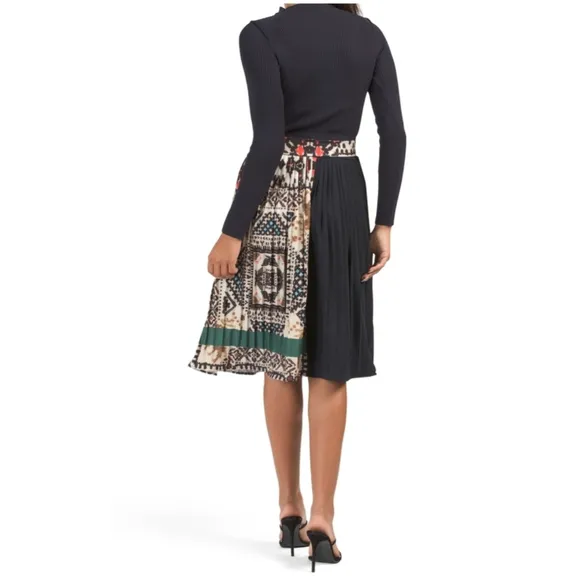 Dalia MacPhee Pleated Skirt Sweater Dress