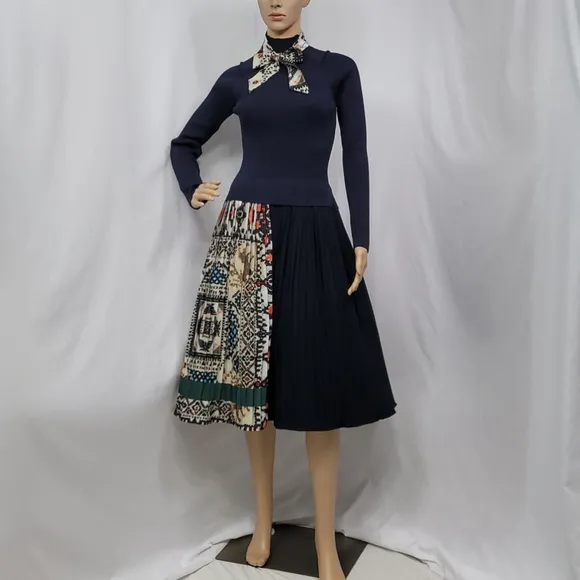 Dalia MacPhee Pleated Skirt Sweater Dress