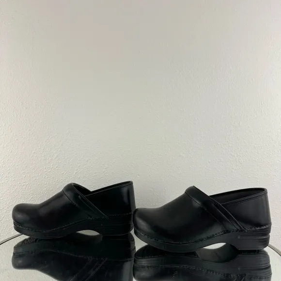 DANSKO Matte Black Leather Professional XP Waterproof Nurse Slip On Shoe Clog