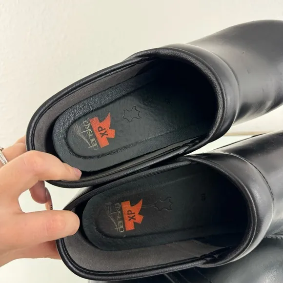 DANSKO Matte Black Leather Professional XP Waterproof Nurse Slip On Shoe Clog