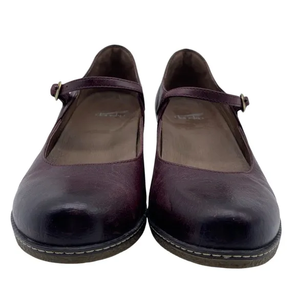 Dansko Womens Shoes Loralie Mary Janes Sz 8.5 Purple Leather Wedge Comfortable