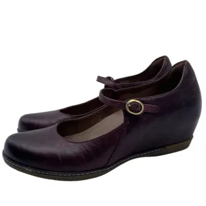 Dansko Womens Shoes Loralie Mary Janes Sz 8.5 Purple Leather Wedge Comfortable