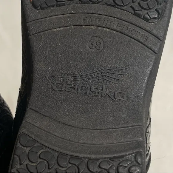 Dansko XP 2.0 Floral Black Tooled Leather Waterproof Slip Resistant Slide Clogs