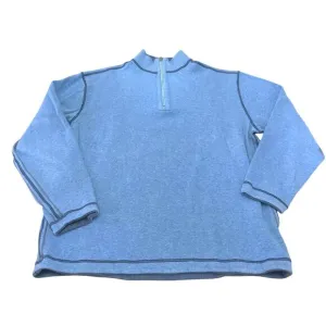 Dark Blue Light Blue Mens Quarter Zip Pullover Reversible Sweater Cotton Size XL
