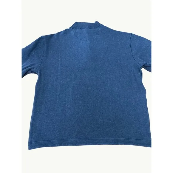 Dark Blue Light Blue Mens Quarter Zip Pullover Reversible Sweater Cotton Size XL