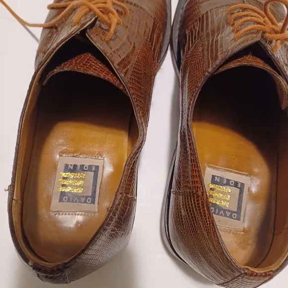 DAVID EDEN Men's Brown Leather Lace-up Dress Shoes.