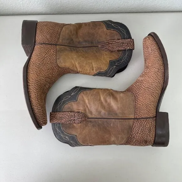Denver Mountain Cow Pig Leather Western Cowboy Boots Shoes Mens size 8.5 EE