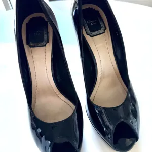 Dior Black Cannage Silver Black Patent Women's Shoes