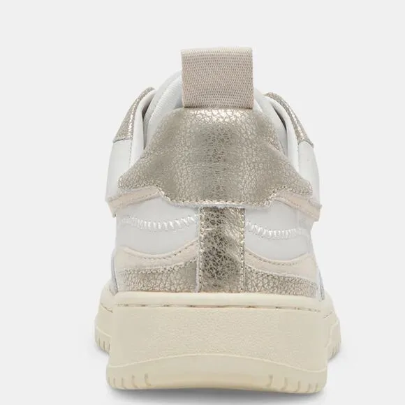 Dolce Vita Adella Sneakers Gold White Leather Shoes 7.5 NEW IN BOX