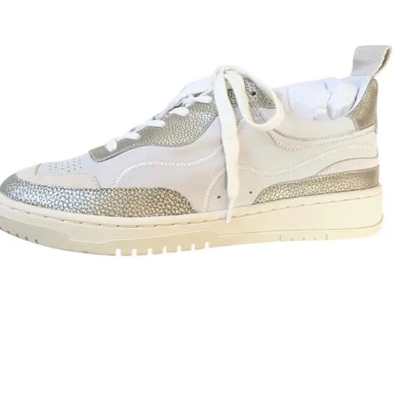 Dolce Vita Adella Sneakers Gold White Leather Shoes 7.5 NEW IN BOX