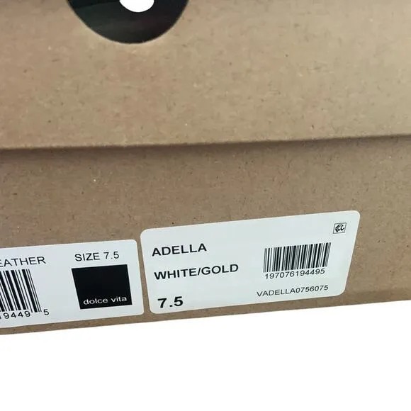 Dolce Vita Adella Sneakers Gold White Leather Shoes 7.5 NEW IN BOX