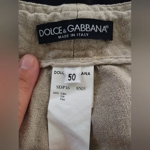 Dolce&amp;Gabbana Beige Linen Cargo Pants Size Mens US 40 IT Size 50 See Size Chart