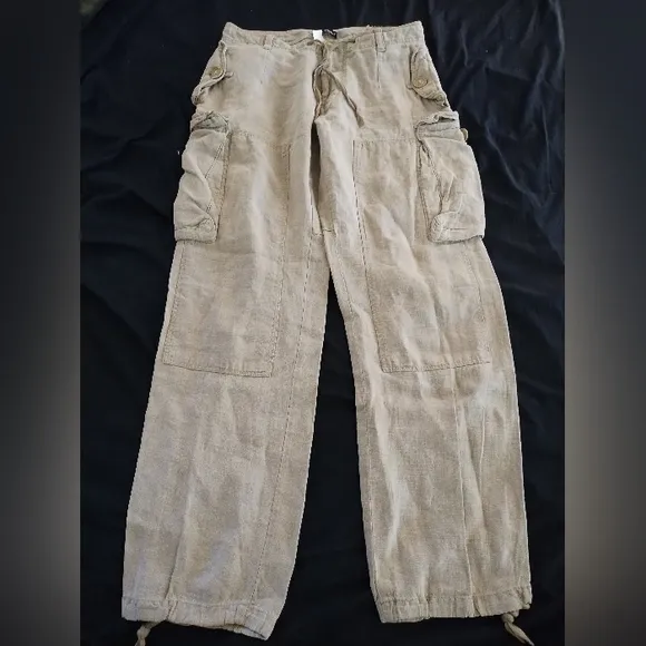Dolce&amp;Gabbana Beige Linen Cargo Pants Size Mens US 40 IT Size 50 See Size Chart