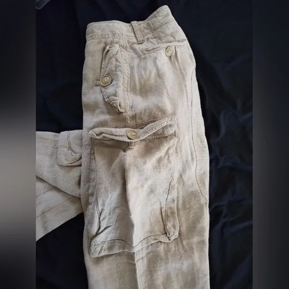 Dolce&amp;Gabbana Beige Linen Cargo Pants Size Mens US 40 IT Size 50 See Size Chart