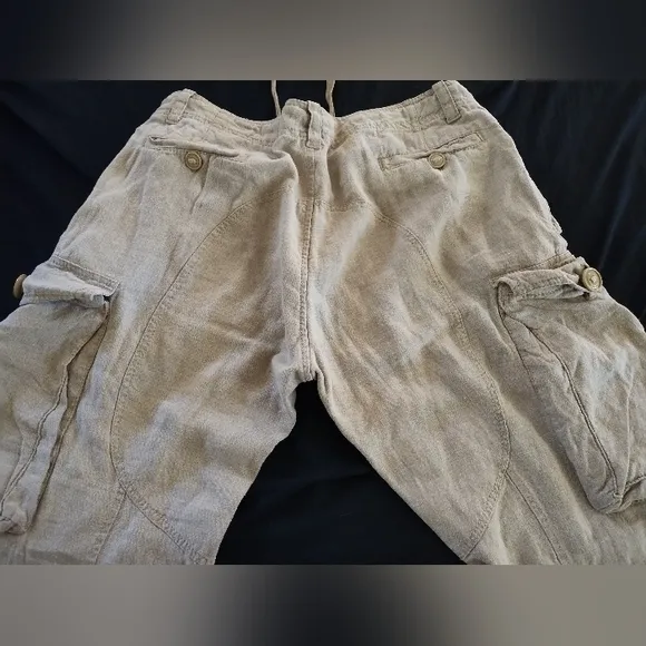 Dolce&amp;Gabbana Beige Linen Cargo Pants Size Mens US 40 IT Size 50 See Size Chart