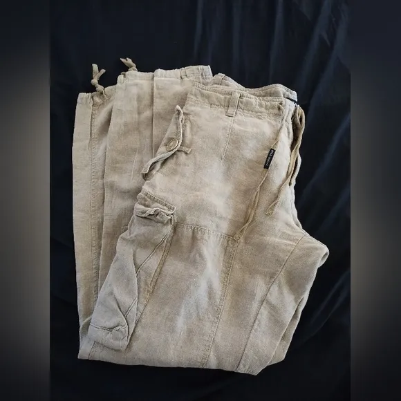 Dolce&amp;Gabbana Beige Linen Cargo Pants Size Mens US 40 IT Size 50 See Size Chart