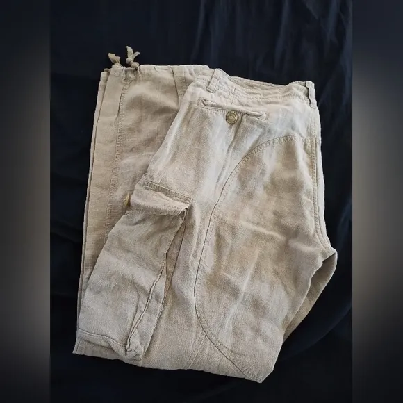 Dolce&amp;Gabbana Beige Linen Cargo Pants Size Mens US 40 IT Size 50 See Size Chart