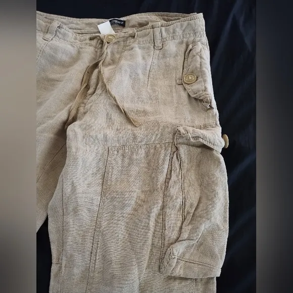 Dolce&amp;Gabbana Beige Linen Cargo Pants Size Mens US 40 IT Size 50 See Size Chart