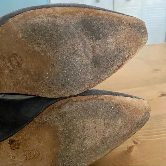 Donald Pliner Jae Women's Boots Sz 8.5 Gray Leather Side Zip Wedge Bootie Shoes