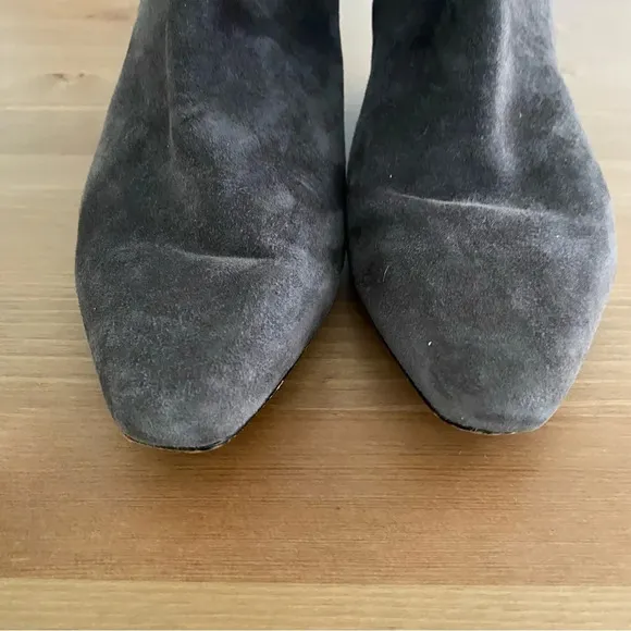Donald Pliner Jae Women's Boots Sz 8.5 Gray Leather Side Zip Wedge Bootie Shoes