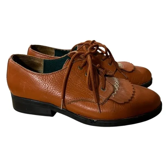 Double H Eque Flex Chestnut Kiltie Equestrian Leather Oxford Shoes Size 9