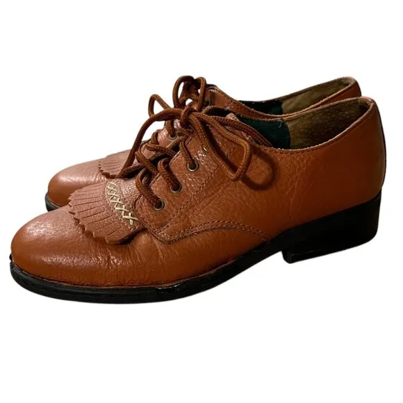 Double H Eque Flex Chestnut Kiltie Equestrian Leather Oxford Shoes Size 9