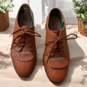 Double H Eque Flex Chestnut Kiltie Equestrian Leather Oxford Shoes Size 9