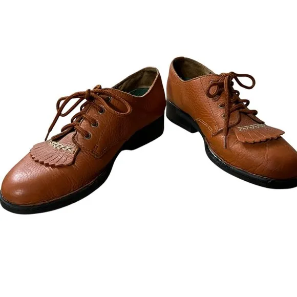 Double H Eque Flex Chestnut Kiltie Equestrian Leather Oxford Shoes Size 9