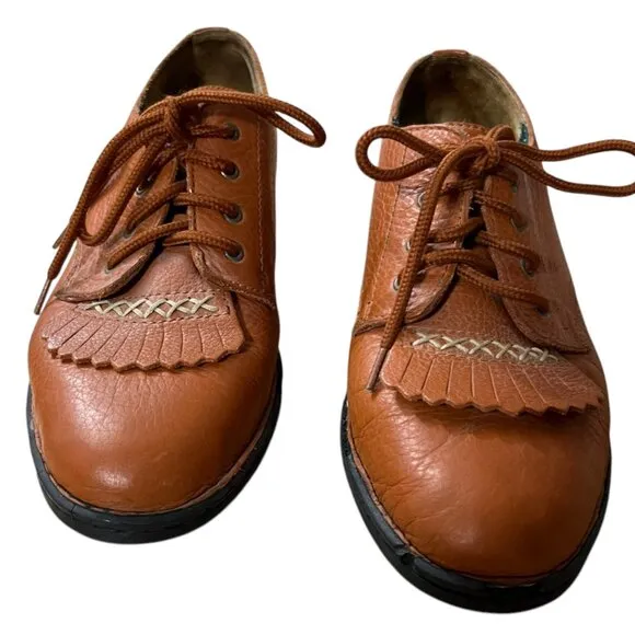Double H Eque Flex Chestnut Kiltie Equestrian Leather Oxford Shoes Size 9