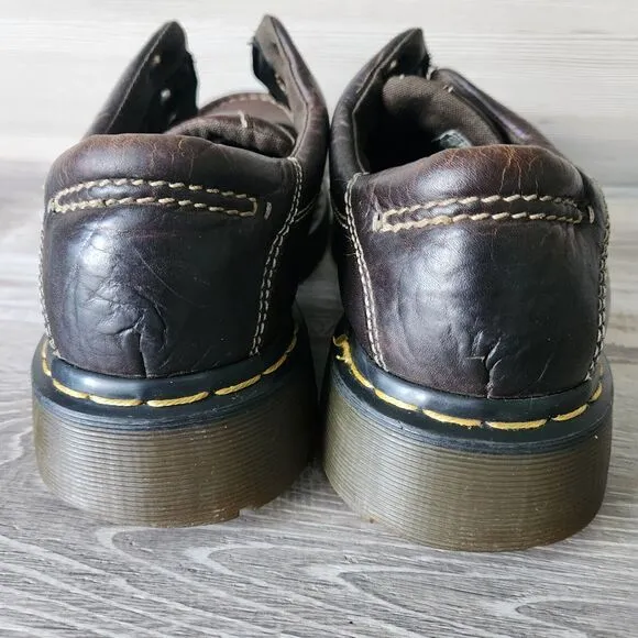 Dr Doc Martens Vtg Oxford Shoes Brown Leather Lace Mens 9 Platform 8A45 England