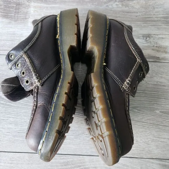 Dr Doc Martens Vtg Oxford Shoes Brown Leather Lace Mens 9 Platform 8A45 England