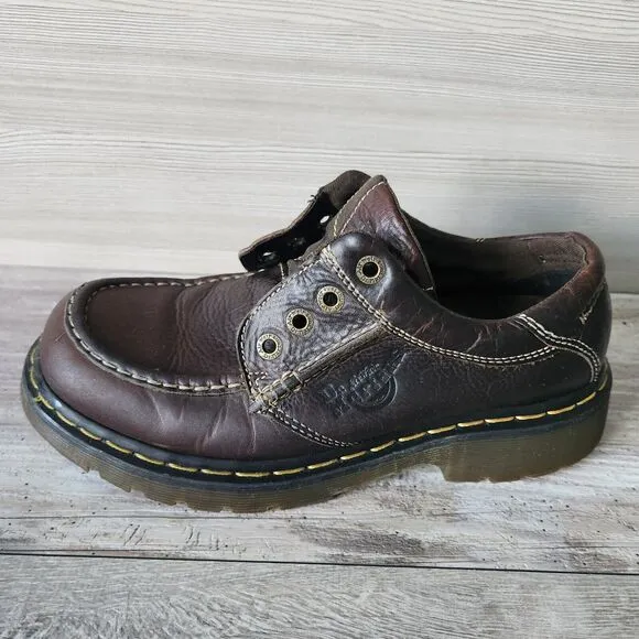 Dr Doc Martens Vtg Oxford Shoes Brown Leather Lace Mens 9 Platform 8A45 England