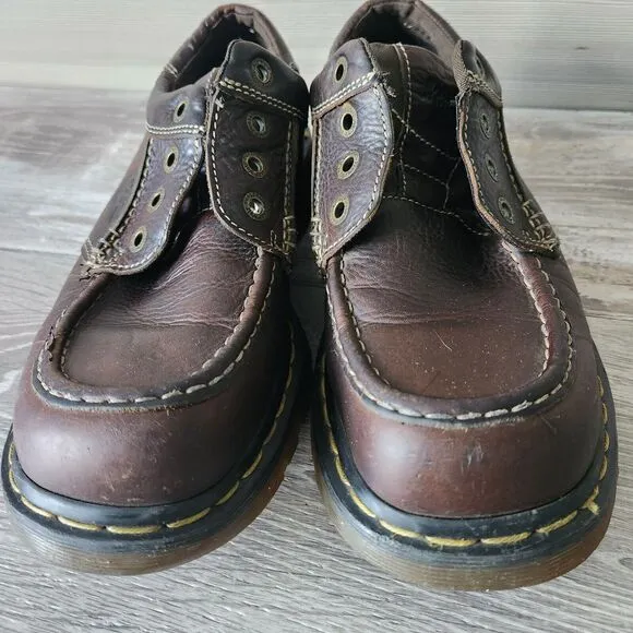 Dr Doc Martens Vtg Oxford Shoes Brown Leather Lace Mens 9 Platform 8A45 England