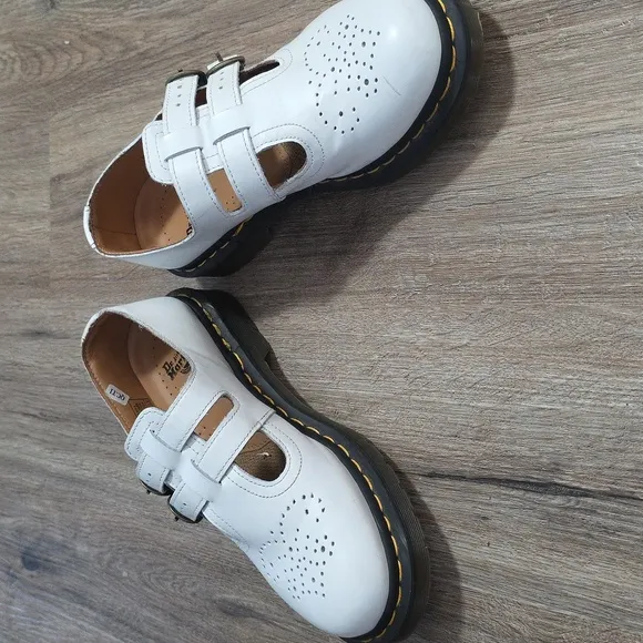 Dr. Martens 8065 White Mary-Jane Platform Oxford Loafer Shoes 7