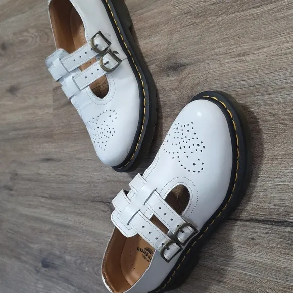 Dr. Martens 8065 White Mary-Jane Platform Oxford Loafer Shoes 7
