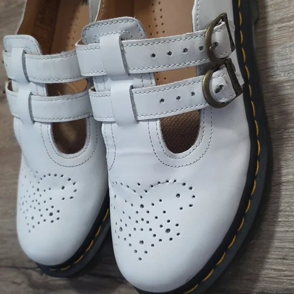 Dr. Martens 8065 White Mary-Jane Platform Oxford Loafer Shoes 7