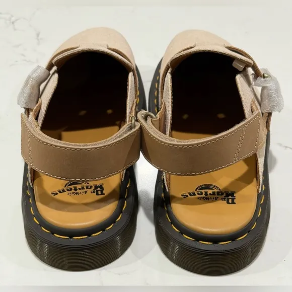 Dr. Martens Airwair Jorge II Suede Leather Pale Beige Sling Back Mules Sz 12 New
