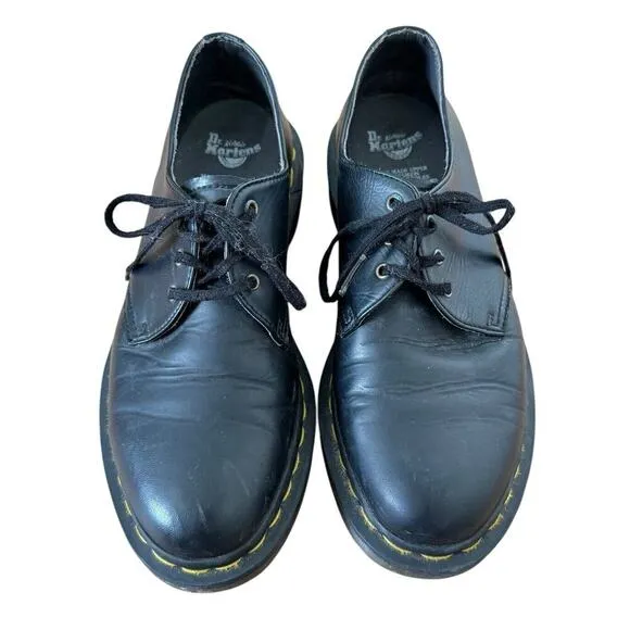 DR. MARTENS AirWair Unisex Vegan Black Oxford Shoes Air Cushion Men 7 Women 8