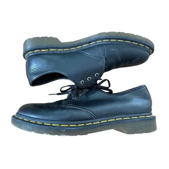 DR. MARTENS AirWair Unisex Vegan Black Oxford Shoes Air Cushion Men 7 Women 8