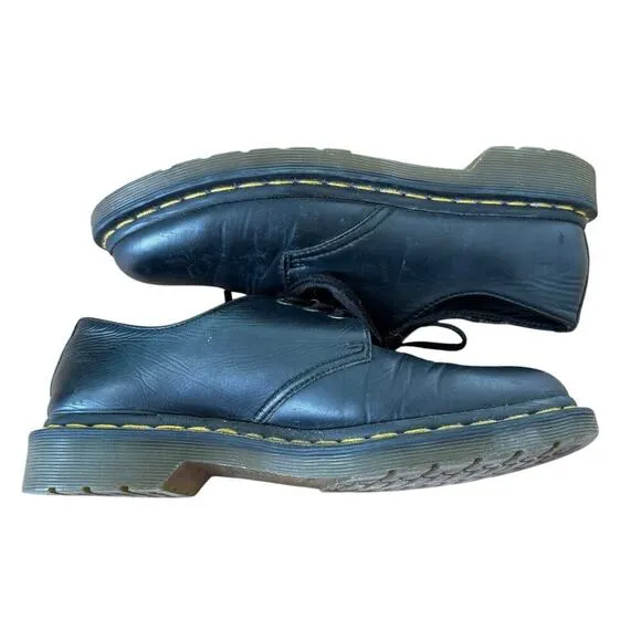 DR. MARTENS AirWair Unisex Vegan Black Oxford Shoes Air Cushion Men 7 Women 8