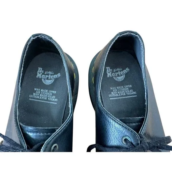 DR. MARTENS AirWair Unisex Vegan Black Oxford Shoes Air Cushion Men 7 Women 8