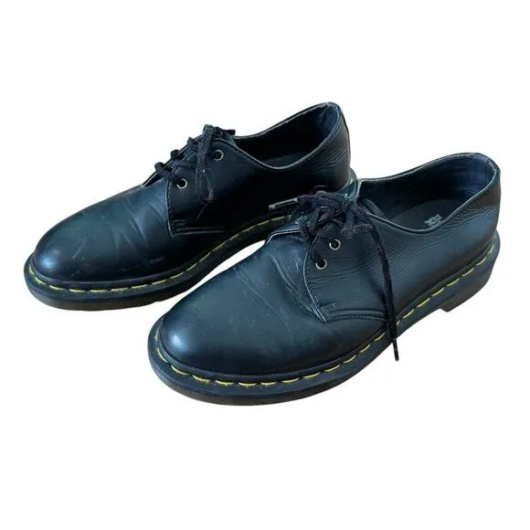 DR. MARTENS AirWair Unisex Vegan Black Oxford Shoes Air Cushion Men 7 Women 8