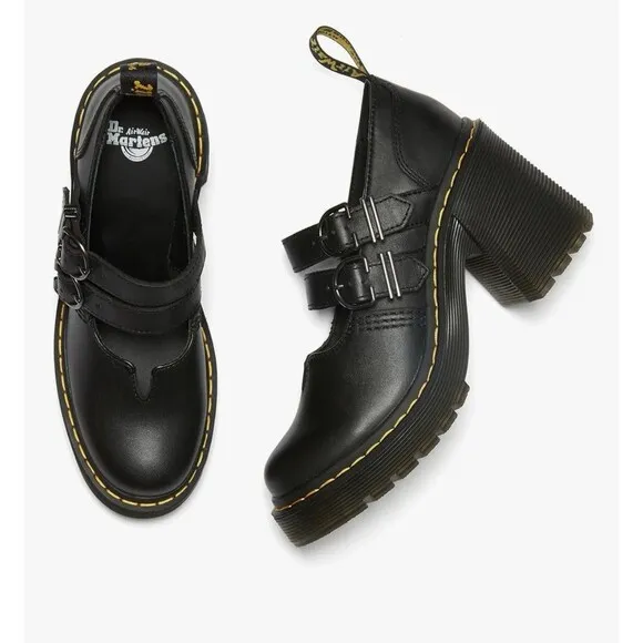 Dr. Martens Eviee Sendal Leather Heeled Women’s Chunky Platform Shoes Sz 9 Black