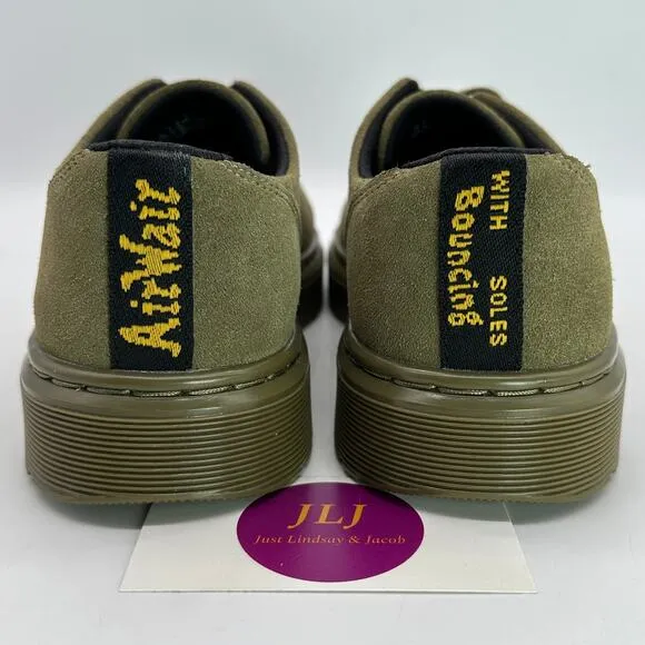Dr. Martens Women's Dante Suede Olive Green Monochromatic Shoes Size 8/ Men's 7